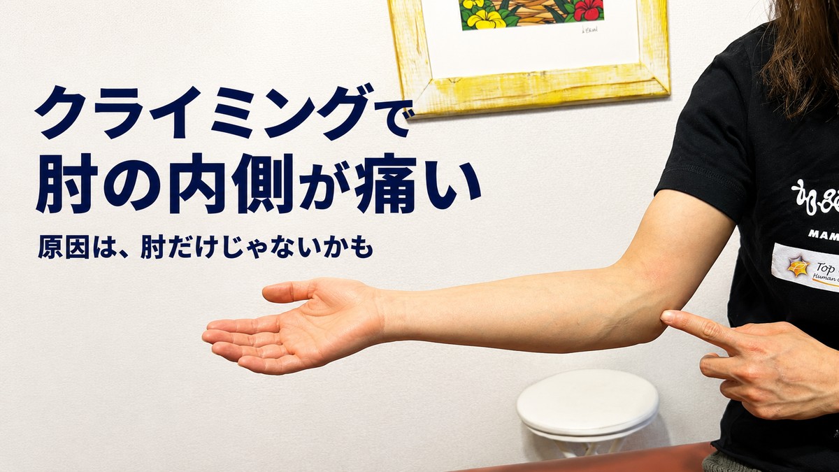 クライミングで肘の内側が痛い、原因は肘だけじゃないかも｜喜多見の整体の症例記事